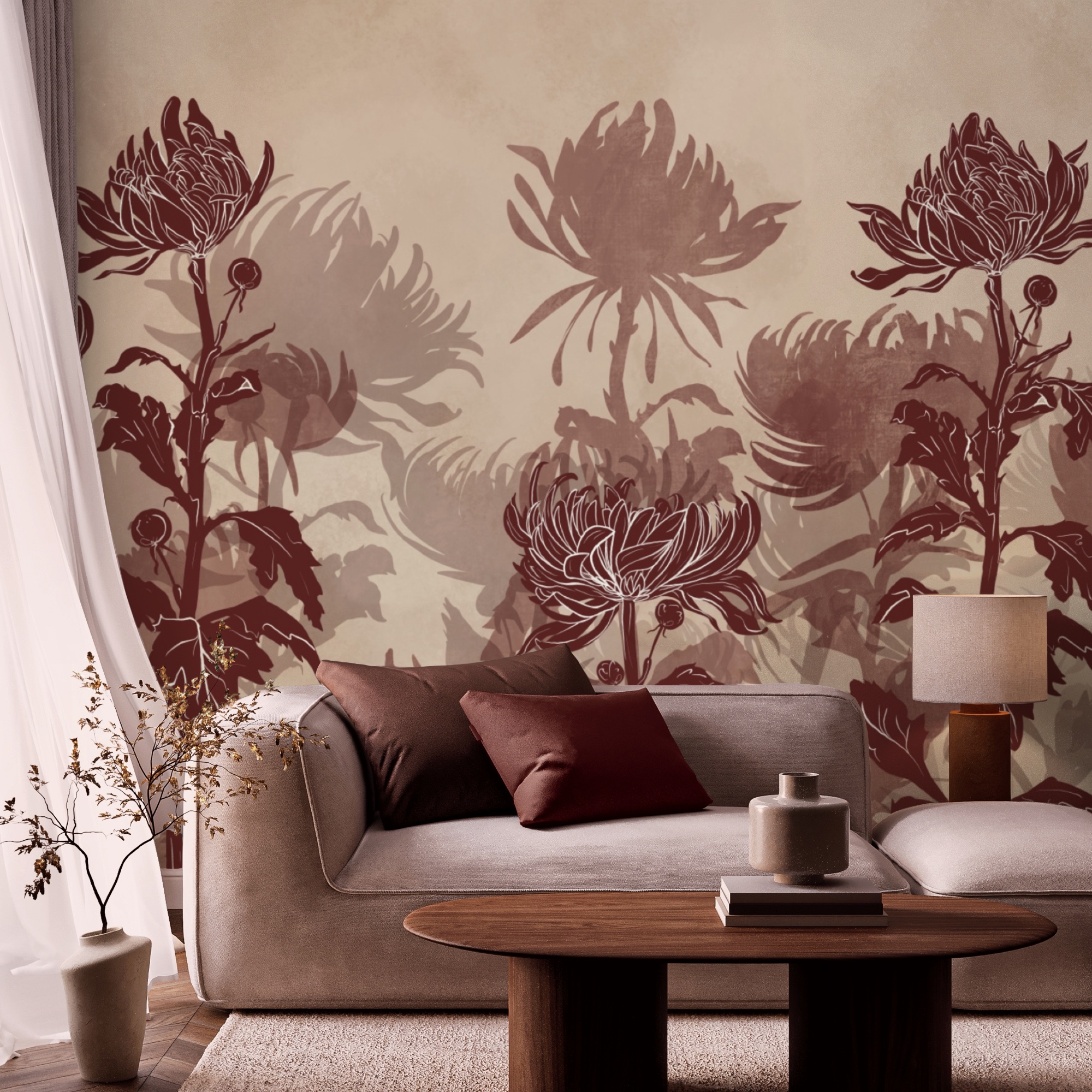 Zeichnung von Blumen und Blättern Zeichnung von Blumen und Blättern