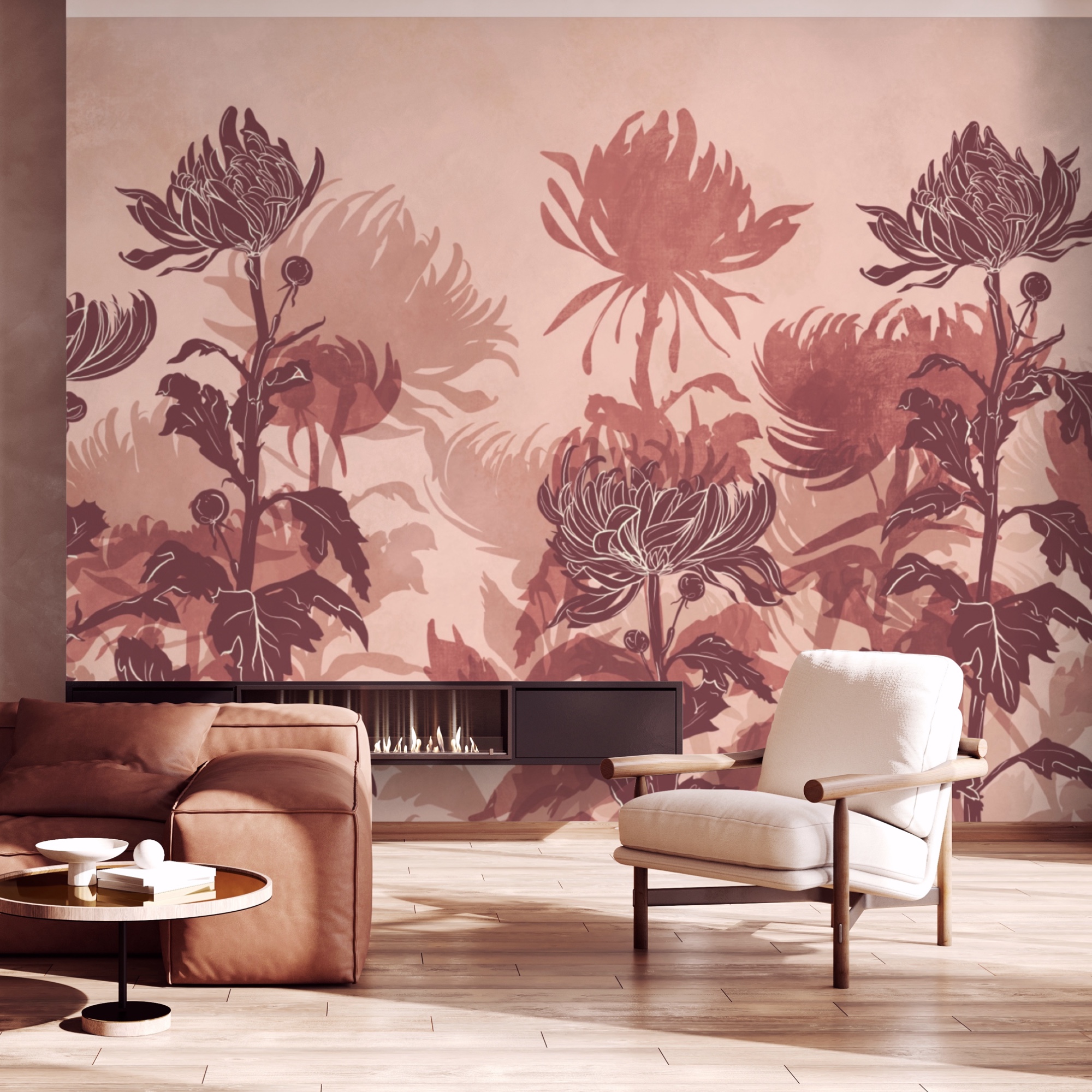 Zeichnung von Blumen und Blättern