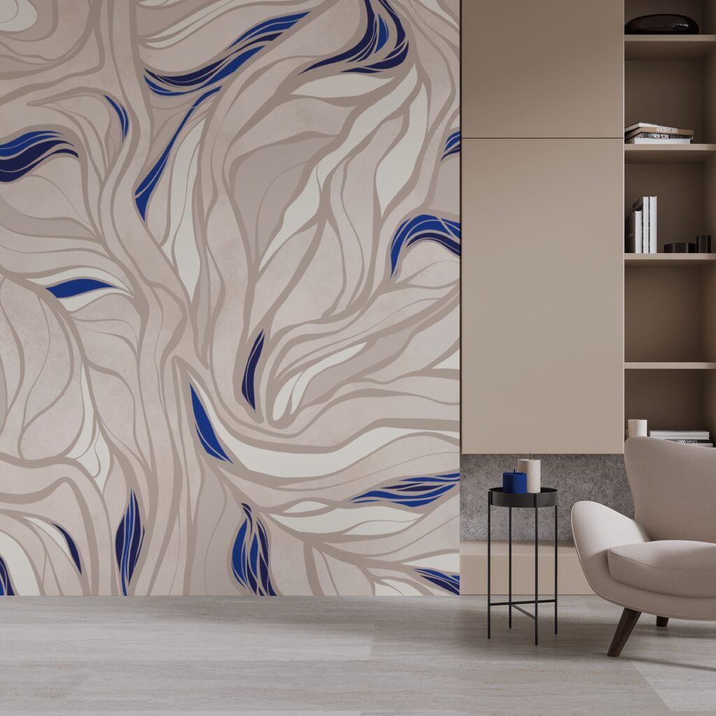 Muster aus blauen und weißen Linien