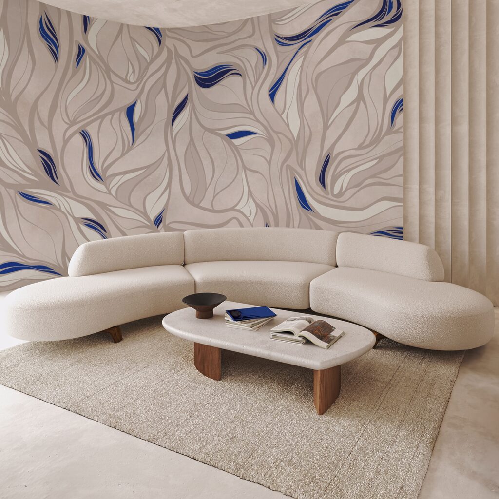 Muster aus blauen und weißen Linien