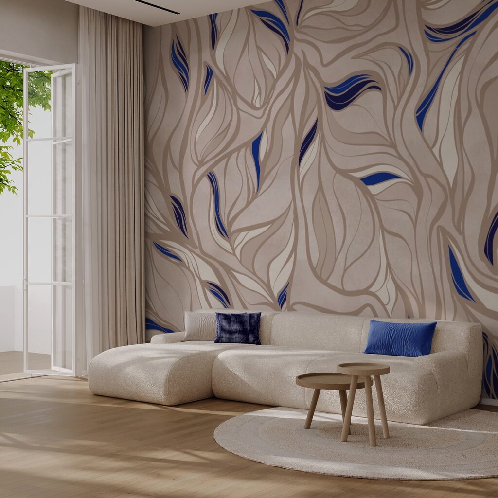 Muster aus blauen und hellbraunen Linien