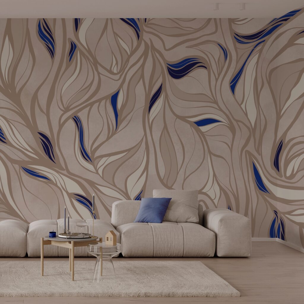 Muster aus blauen und hellbraunen Linien