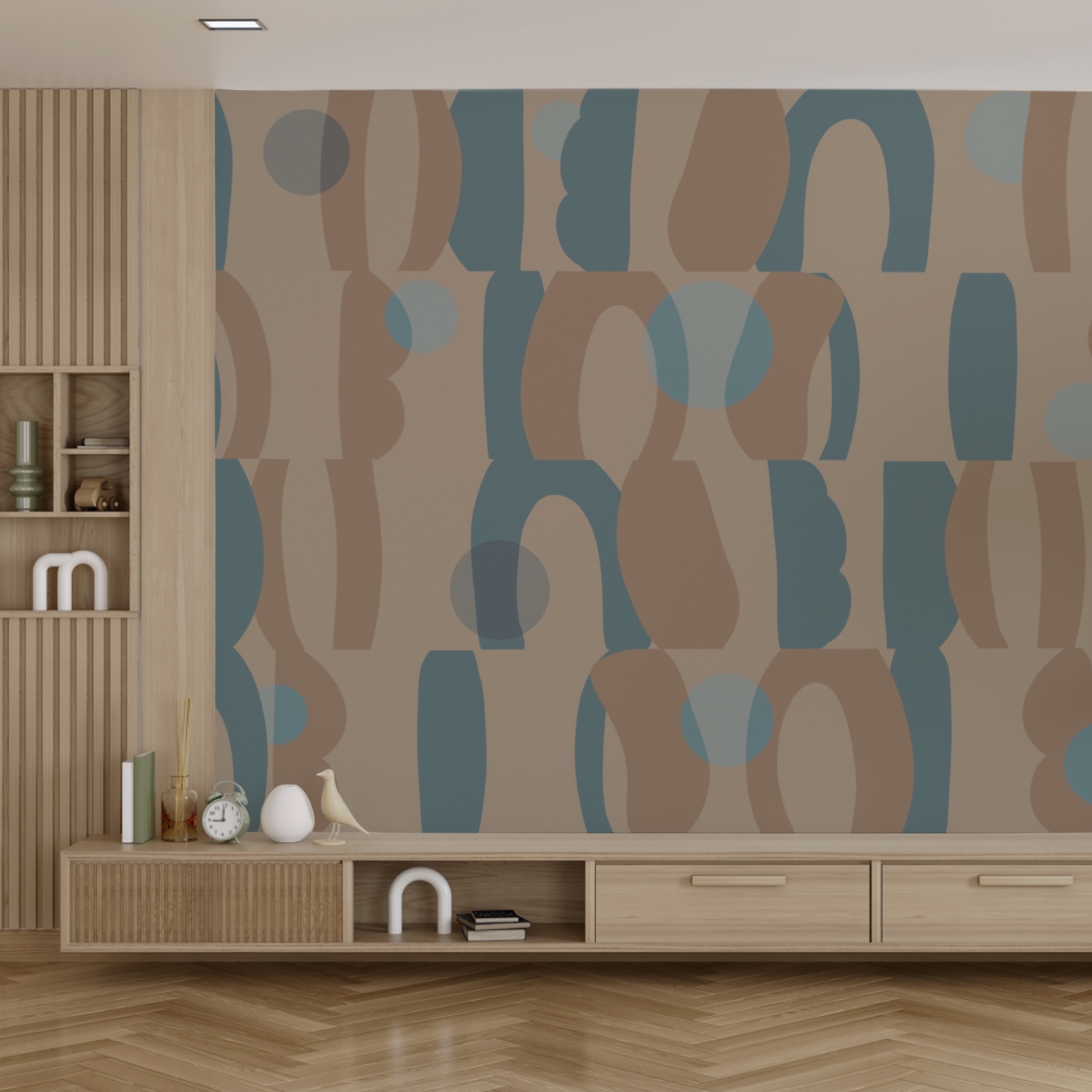 Muster aus blauen und braunen Formen Muster aus blauen und braunen Formen