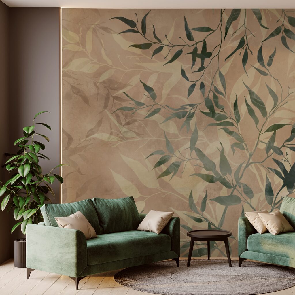 Natürliches Laub auf strukturiertem Hintergrund