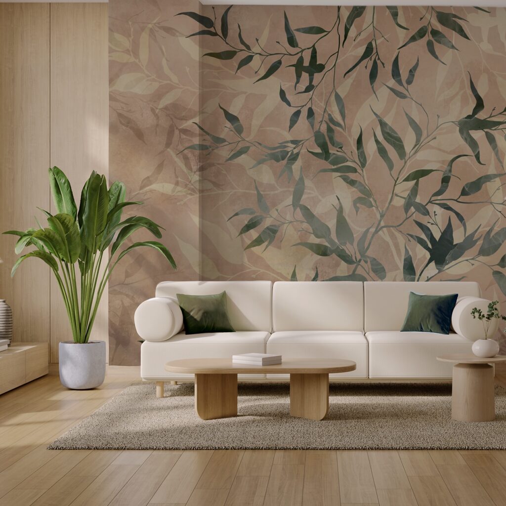 Natürliches Laub auf strukturiertem Hintergrund