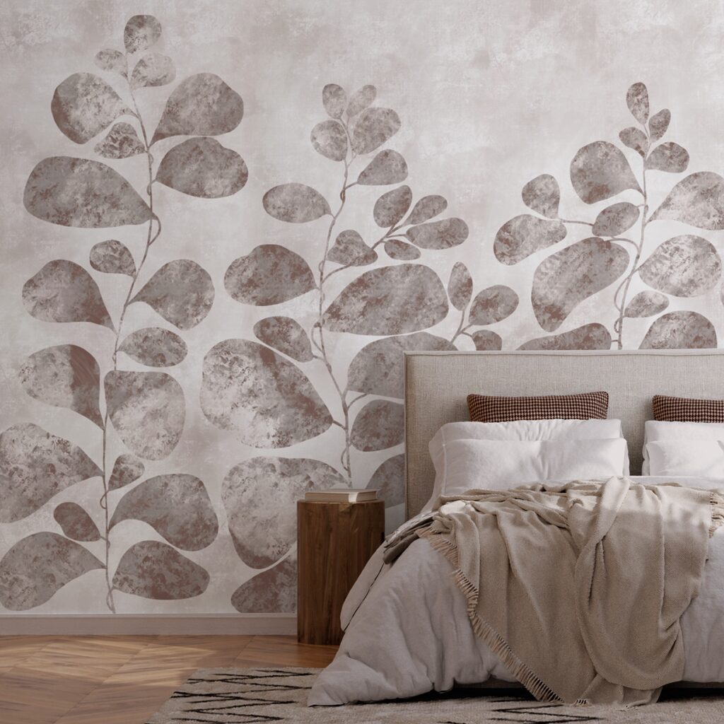 Zarte Blätter auf gedämpftem Hintergrund