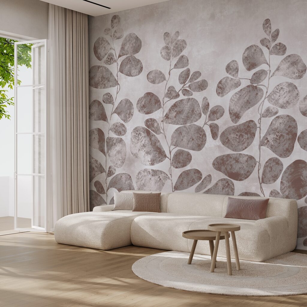 Zarte Blätter auf gedämpftem Hintergrund