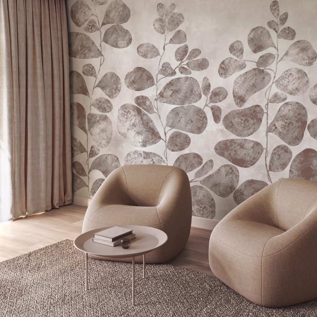 Zarte Blätter auf gedämpftem Hintergrund