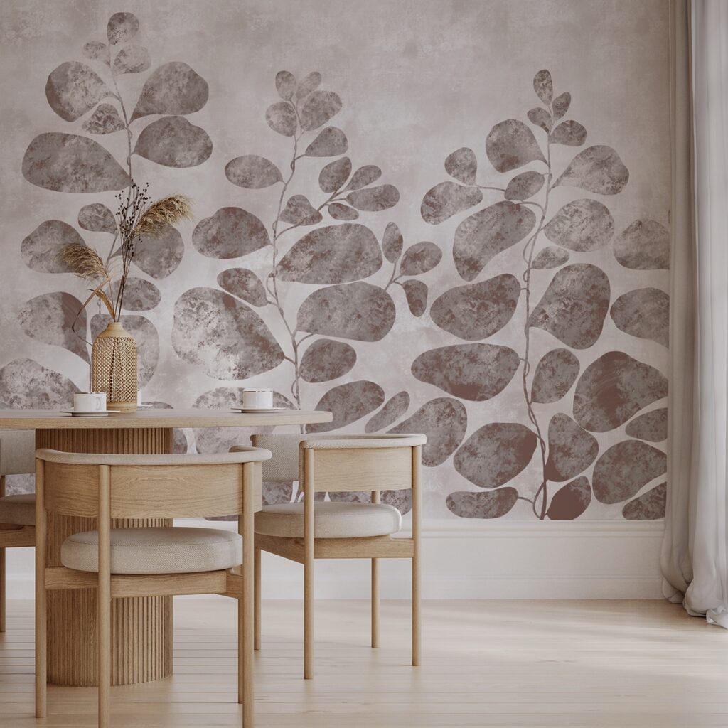 Zarte Blätter auf gedämpftem Hintergrund