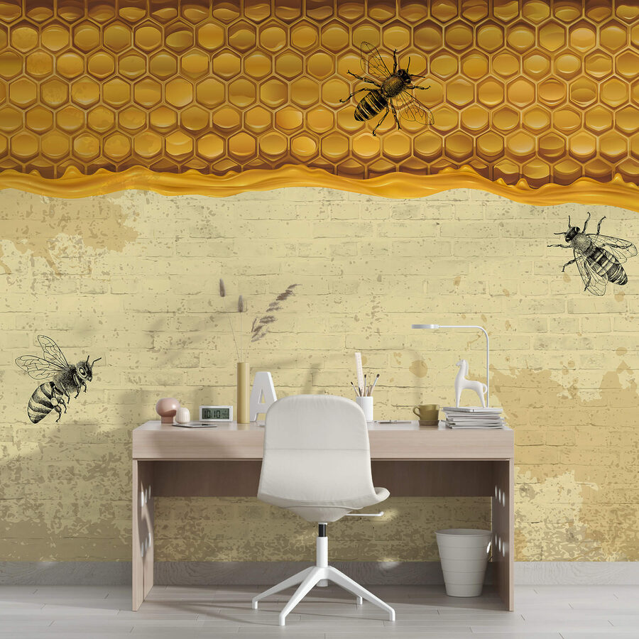 Bienen auf einer Ziegelmauer