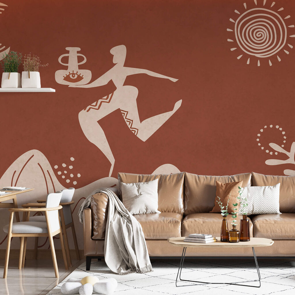 Zeichnung eines Mannes, der einen Topf hält, und eines Topfes auf einem Berg Zeichnung eines Mannes, der einen Topf hält, und eines Topfes auf einem Berg