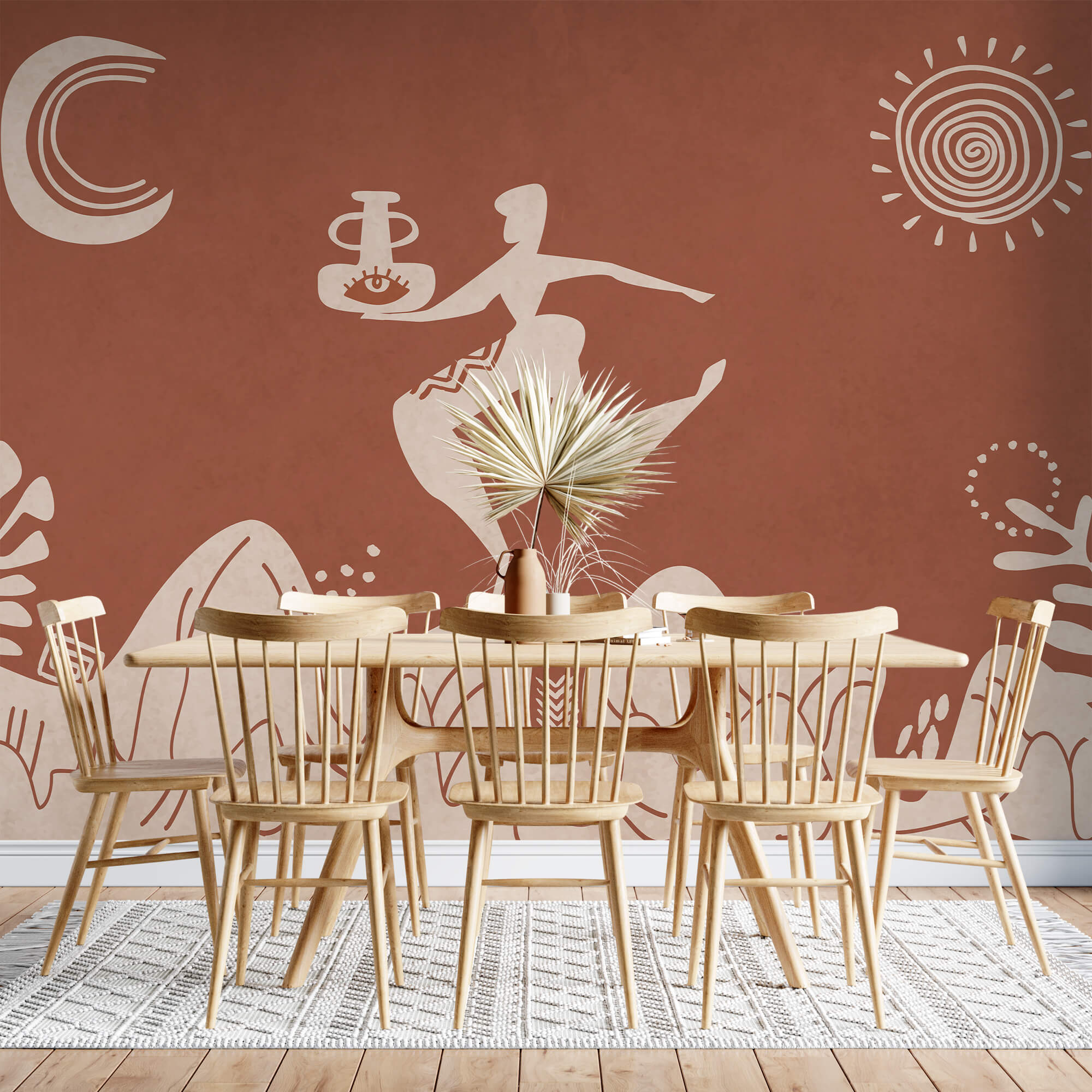 Zeichnung eines Mannes, der einen Topf hält, und eines Topfes auf einem Berg Zeichnung eines Mannes, der einen Topf hält, und eines Topfes auf einem Berg