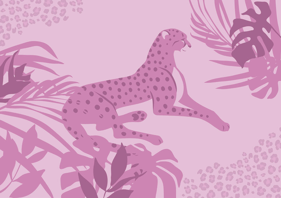 Lila Gepard mit rosa Flecken