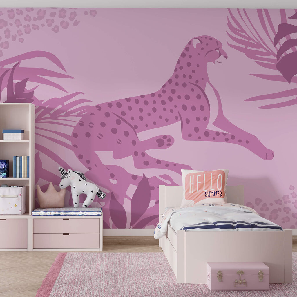 Lila Gepard mit rosa Flecken