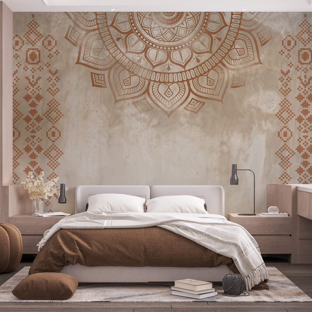 Weißes und braunes Mandala