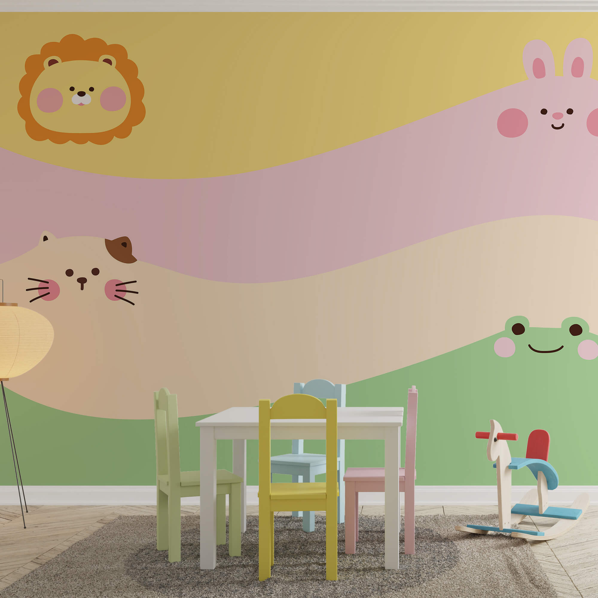 Tiergruppe mit Löwe und Löwe