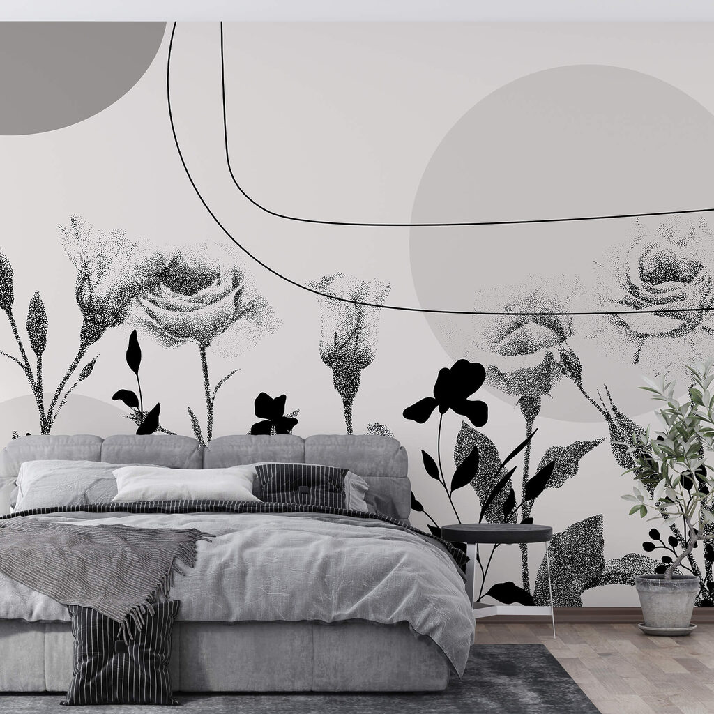 Schwarzes und weißes Bild von Blumen Schwarzes und weißes Bild von Blumen