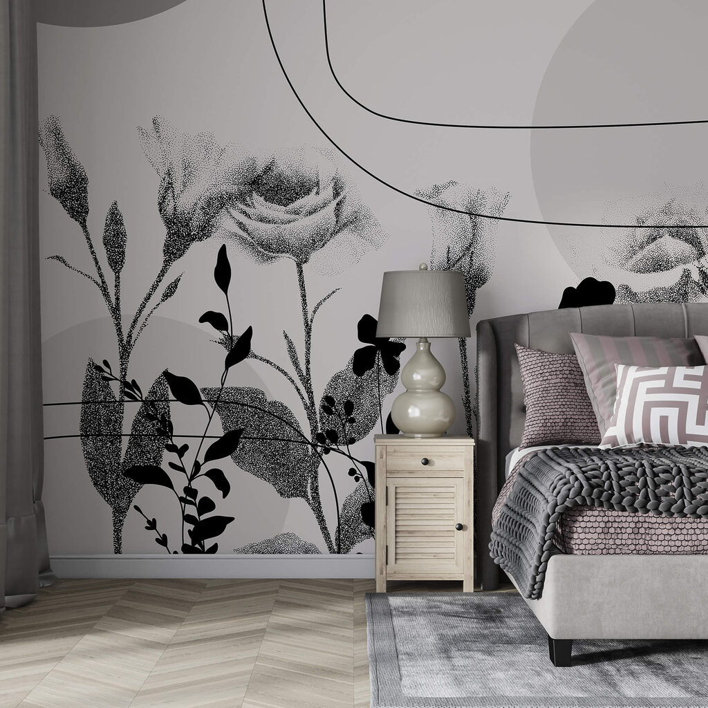 Schwarzes und weißes Bild von Blumen Schwarzes und weißes Bild von Blumen