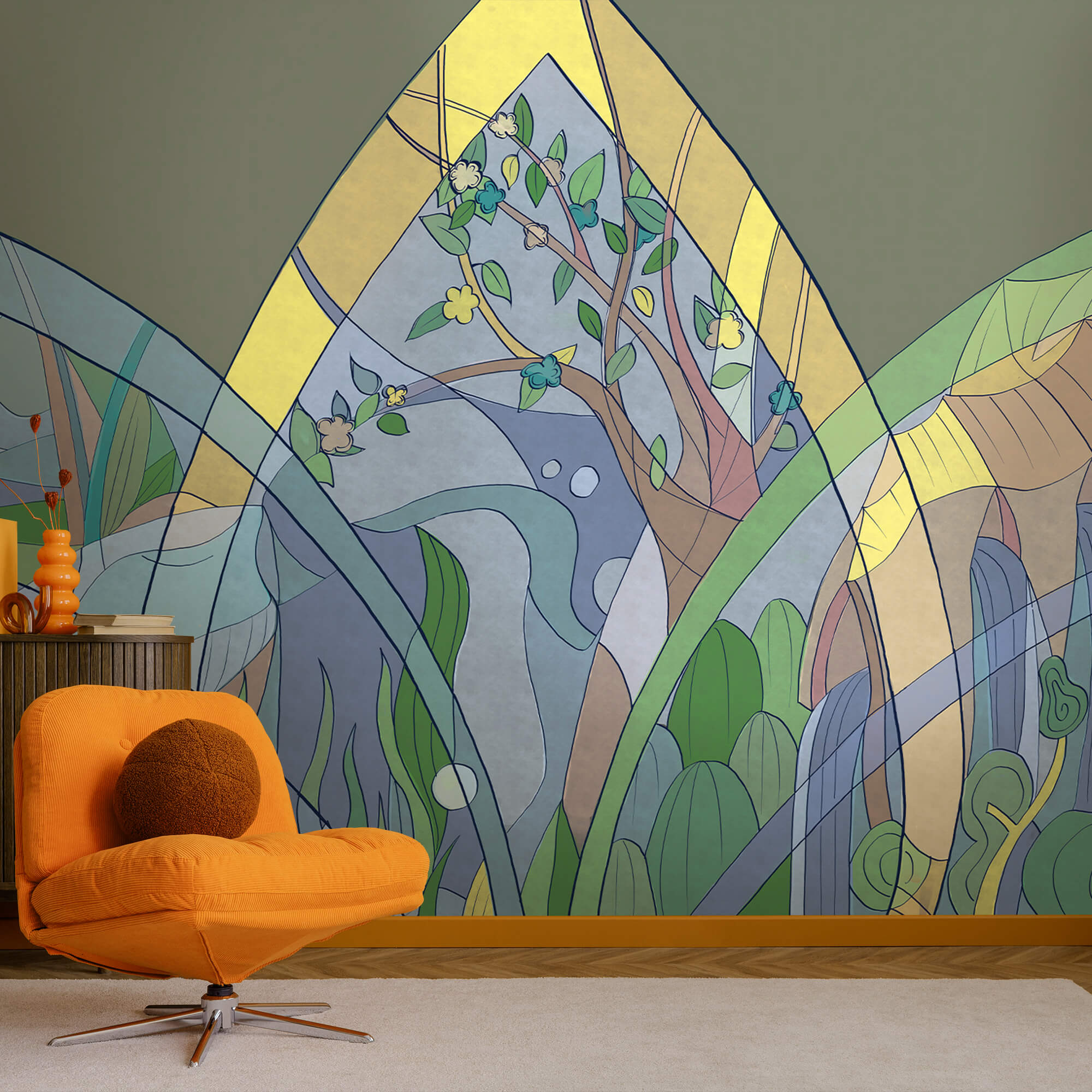 Bunte Kunst von Bäumen und Pflanzen Bunte Kunst von Bäumen und Pflanzen