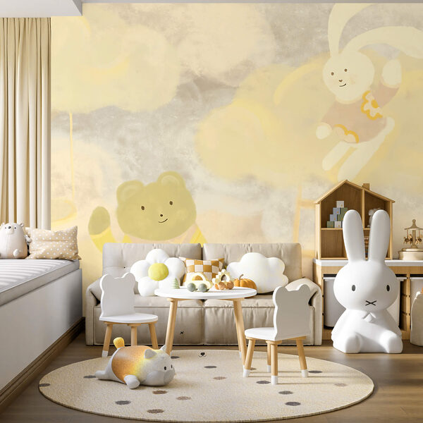 Cartoon Bär und Hase in den Wolken Cartoon Bär und Hase in den Wolken