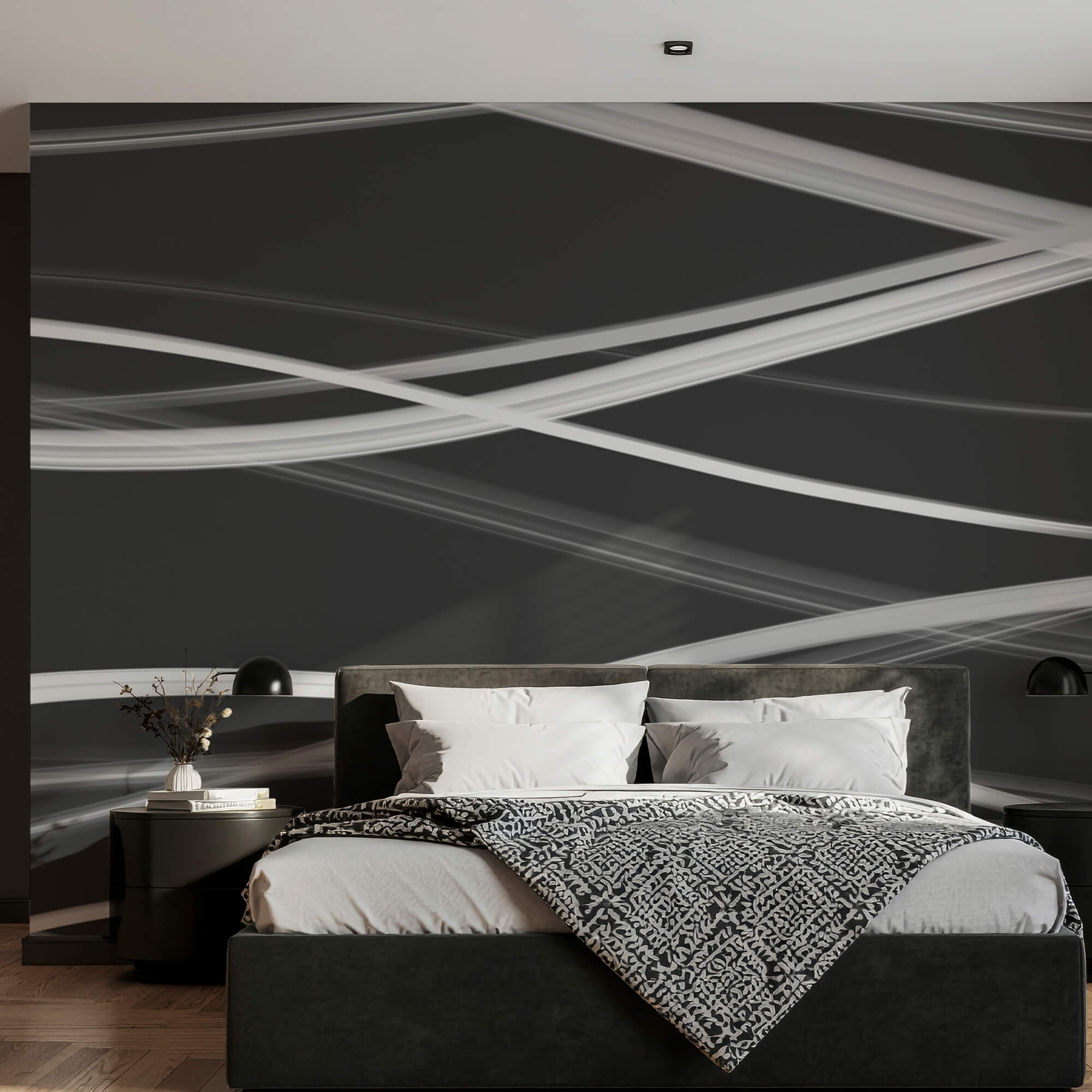 Weiße Linien auf schwarzem Hintergrund