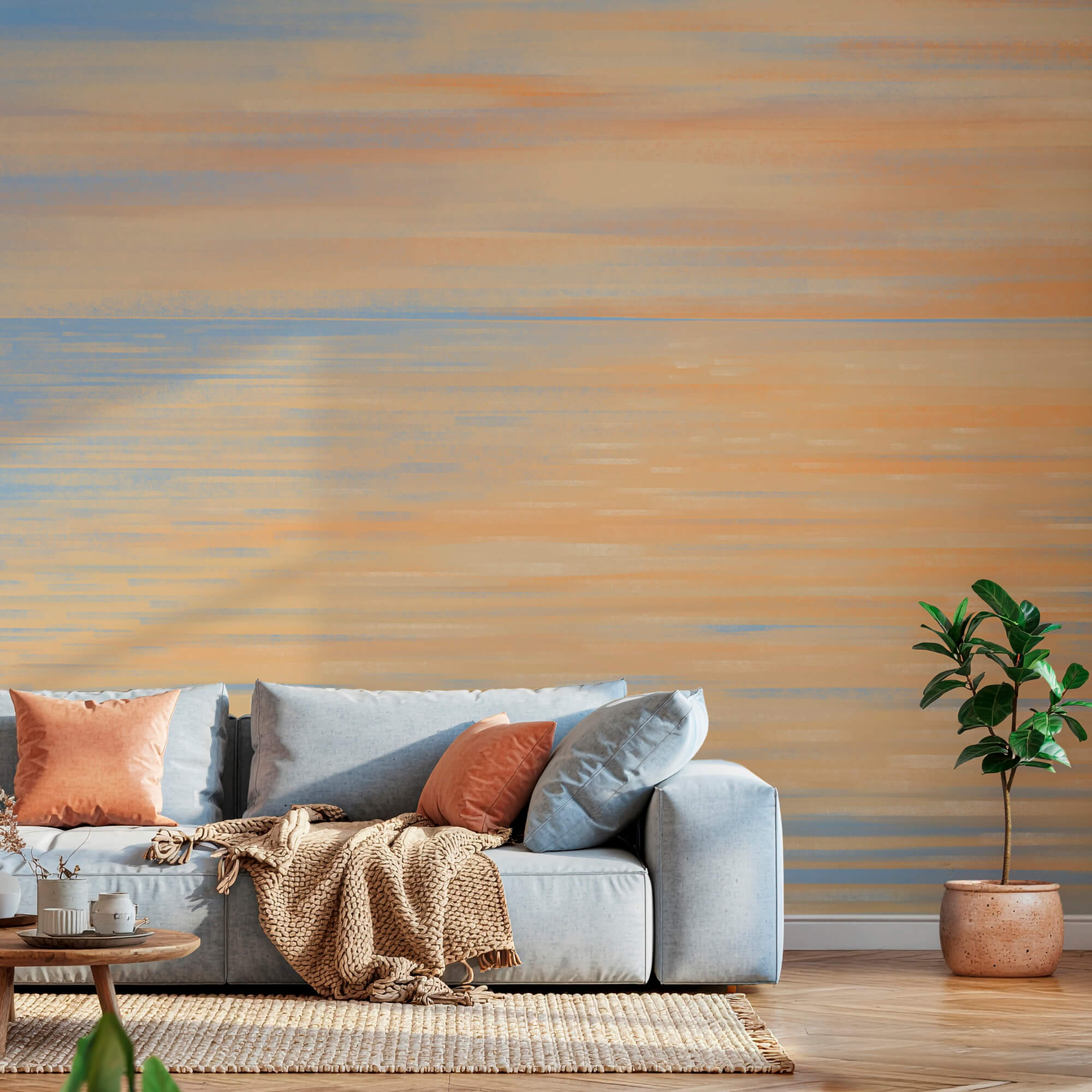 Blauer und orangefarbener Himmel