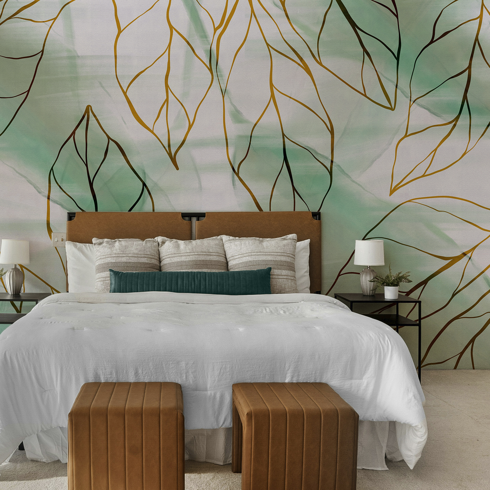 Muster von Blättern auf einem Stoff