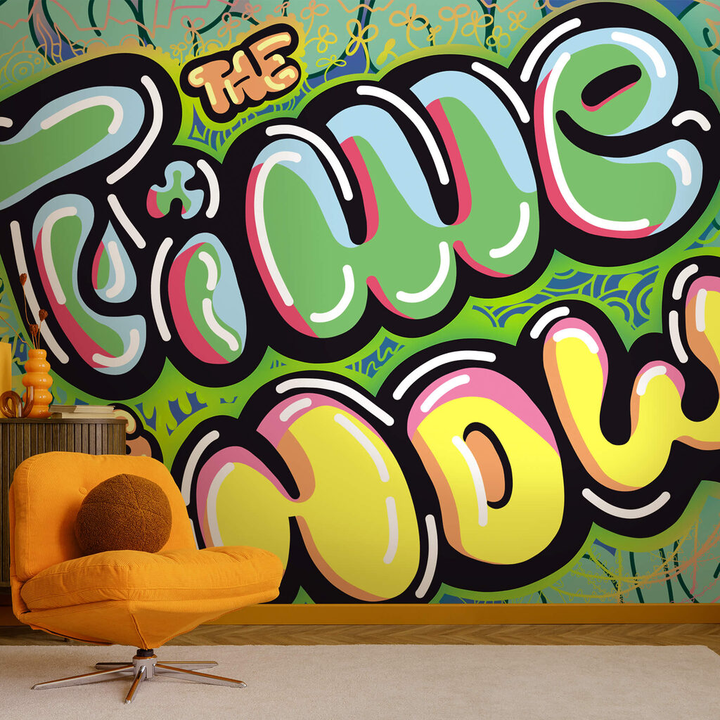 Buntes Graffiti auf grünem Hintergrund Buntes Graffiti auf grünem Hintergrund