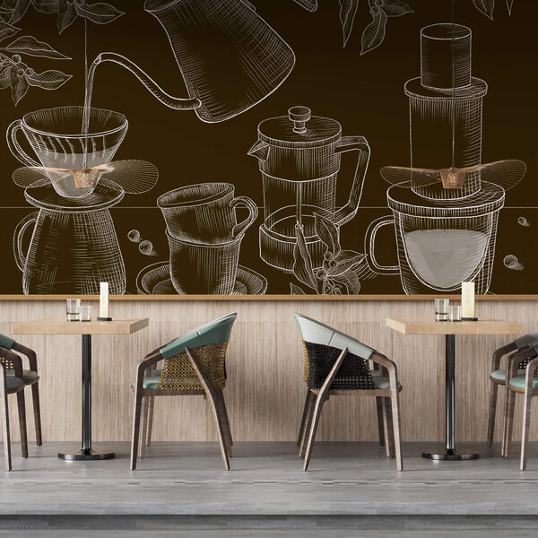 Zeichnung von Kaffeemaschine und Kaffeekanne Zeichnung von Kaffeemaschine und Kaffeekanne