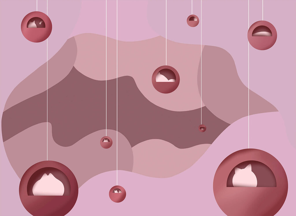 Purple and pink background with balls