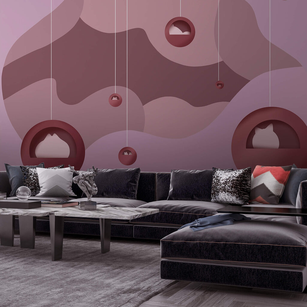 Lila und rosa Hintergrund mit Kugeln