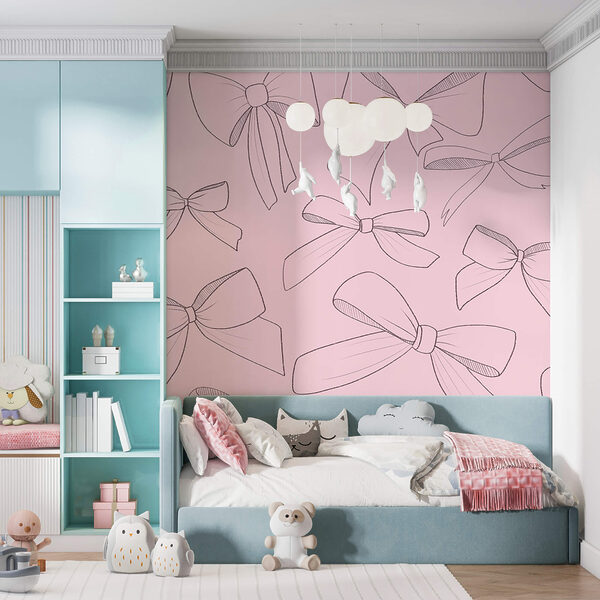 Muster aus Schleifen auf rosa Hintergrund Muster aus Schleifen auf rosa Hintergrund