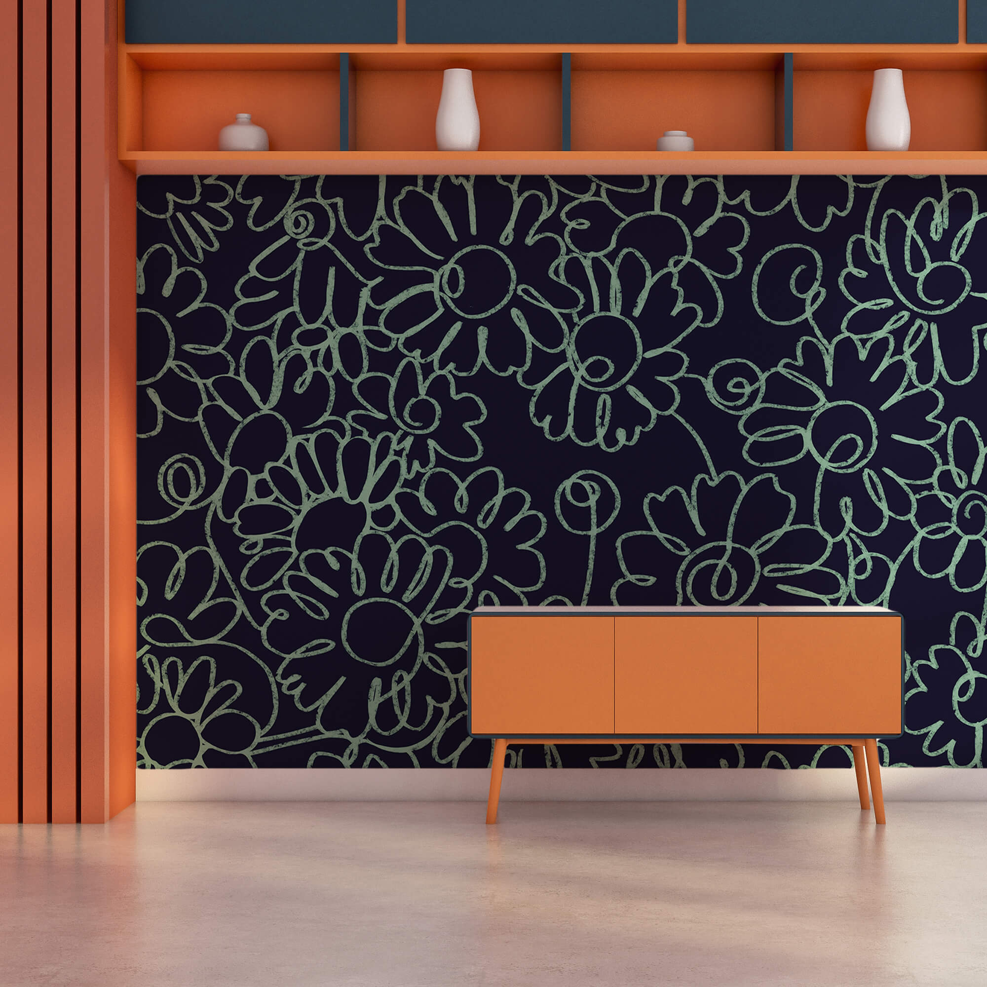 Muster aus Blumen auf dunklem Hintergrund Muster aus Blumen auf dunklem Hintergrund