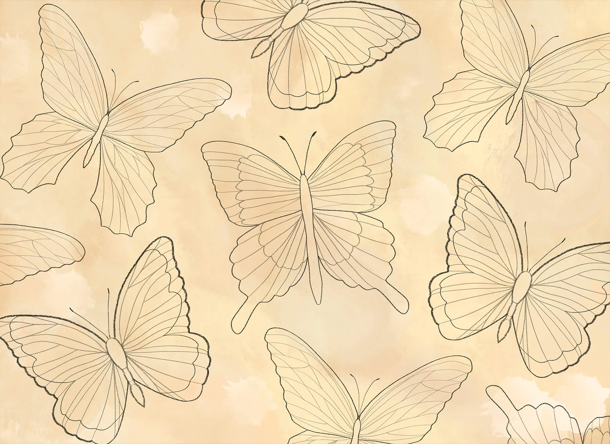 Pattern of butterflies on a beige background Pattern of butterflies on a beige background