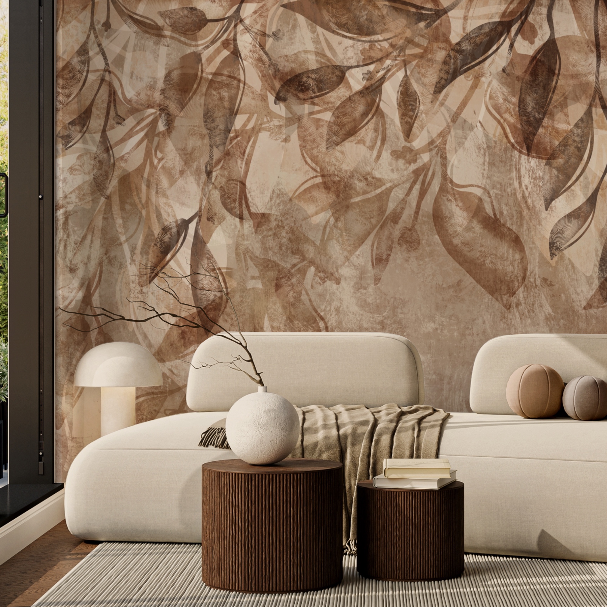 Braunes und weißes Blumenmuster