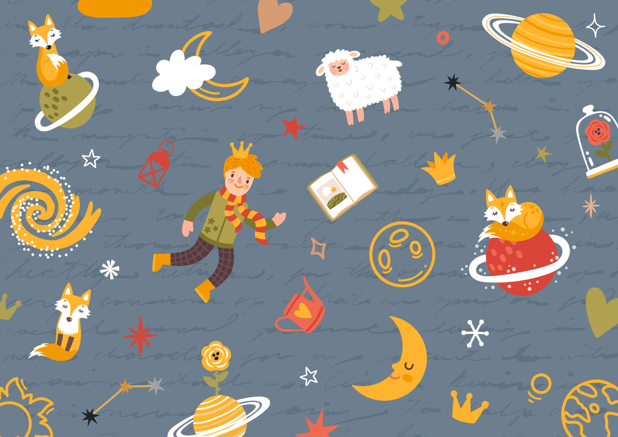 Pattern of cartoon characters