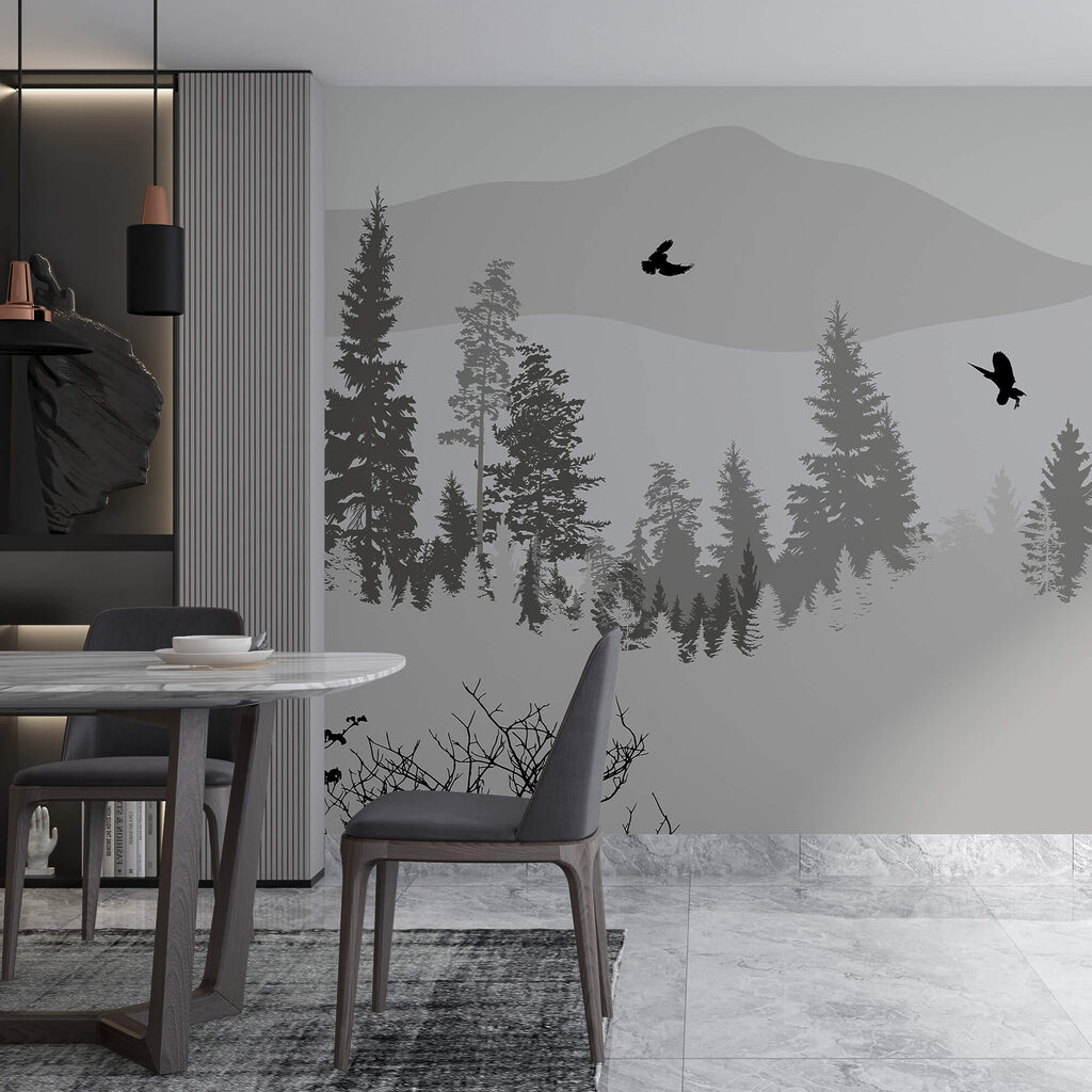 Vögel fliegen über einen verschneiten Berg Vögel fliegen über einen verschneiten Berg