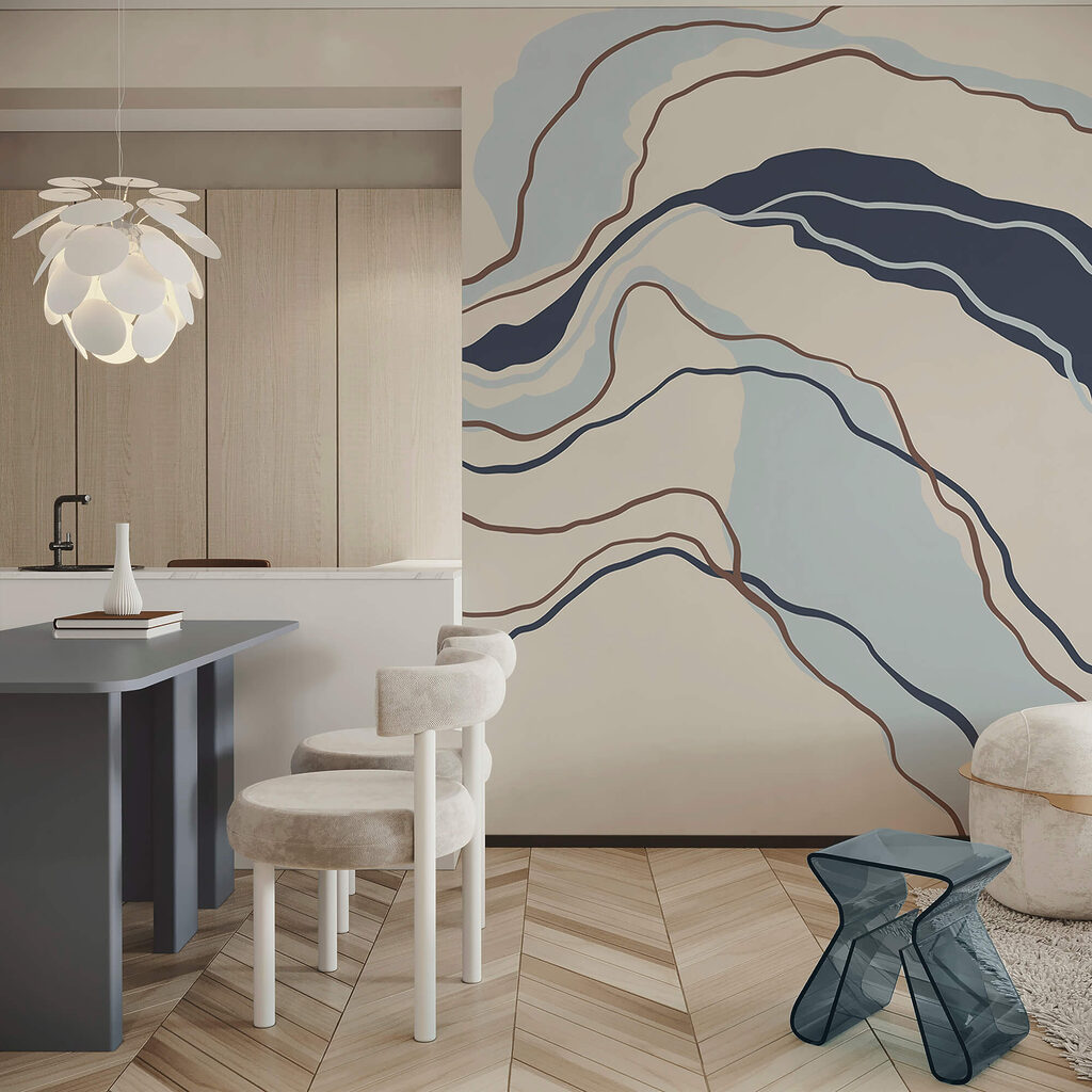 Fließende Linien in ruhigen Farbtönen