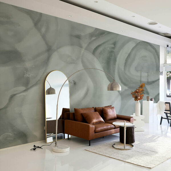 Weiche, wirbelnde Formen in sanften Farbtönen