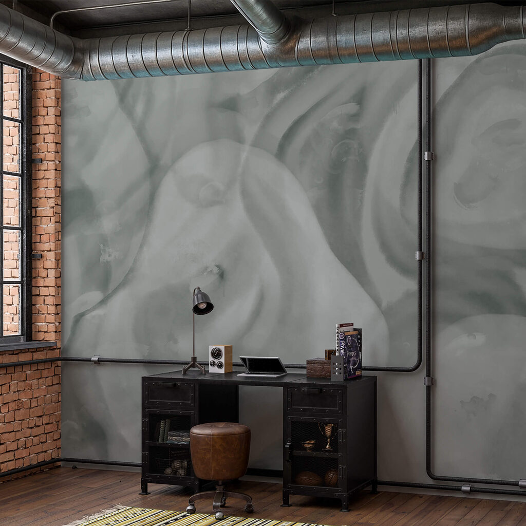 Weiche, wirbelnde Formen in sanften Farbtönen