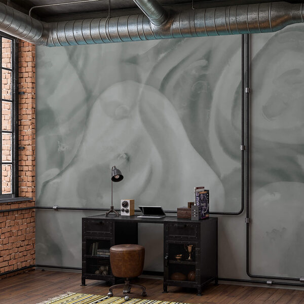 Weiche, wirbelnde Formen in sanften Farbtönen