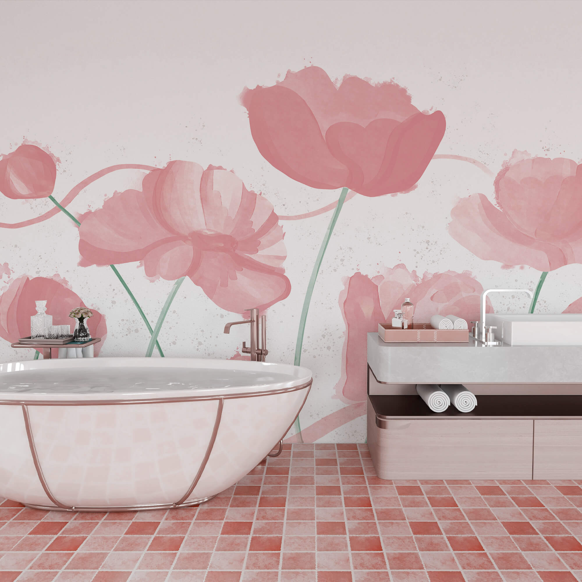 Zartrosa Blüten in sanfter Bewegung