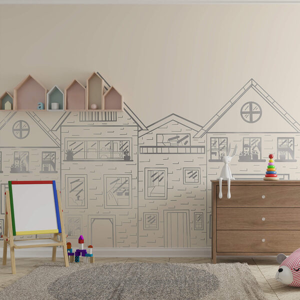 Zeichnung einer Häuserreihe