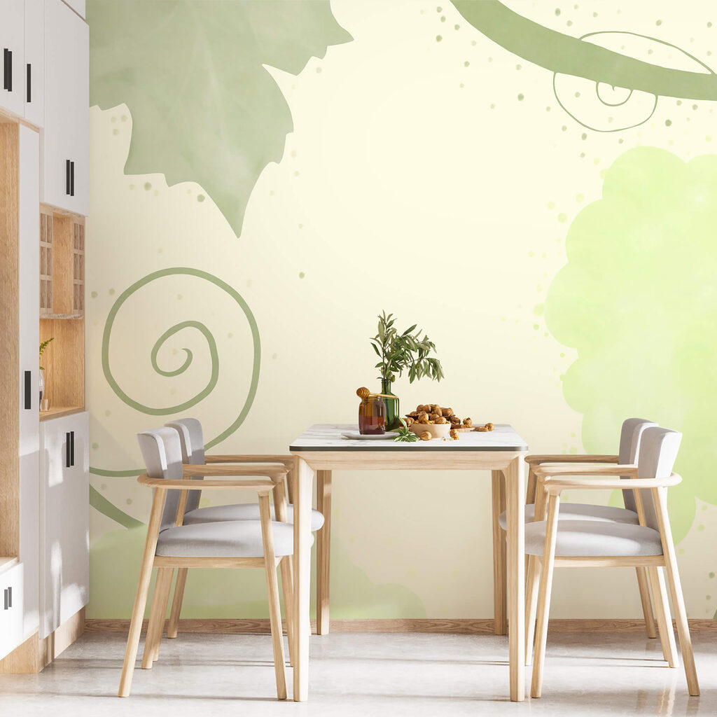 Grüne Blätter und Wirbel auf weißem Hintergrund