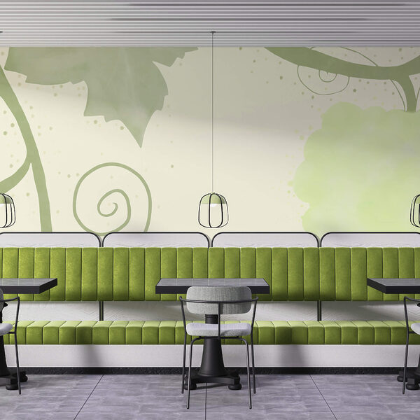 Grüne Blätter und Wirbel auf weißem Hintergrund