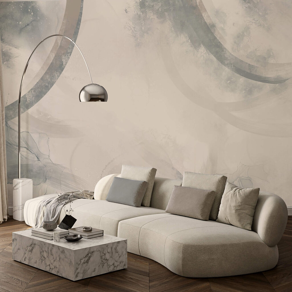 Weißer und grauer Hintergrund mit schwarzen und weißen Kreisen