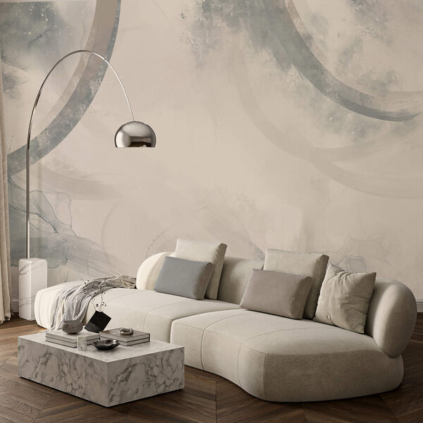 Weißer und grauer Hintergrund mit schwarzen und weißen Kreisen