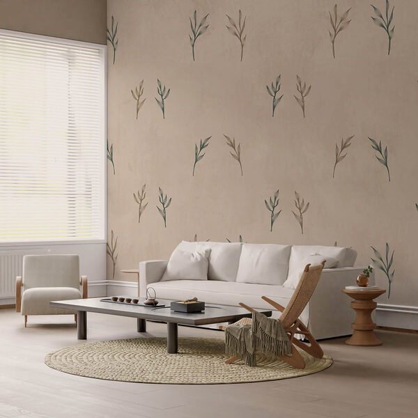 Blattmuster auf beigem Hintergrund