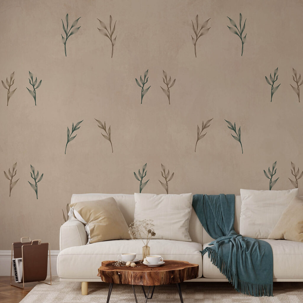 Blattmuster auf beigem Hintergrund