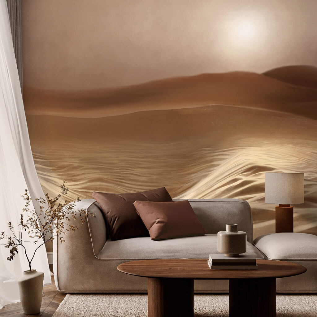 Wüste mit Wellen und Sonne